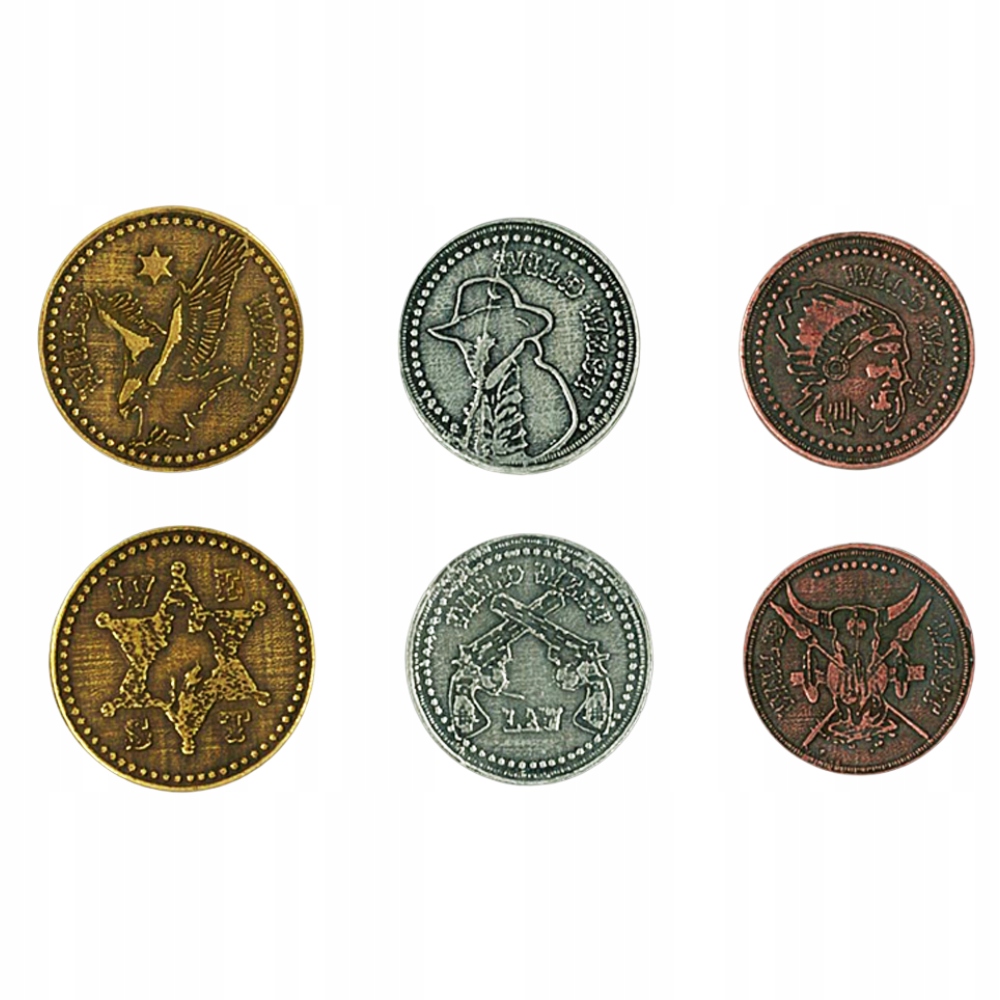 ZESTAW 3 WESTERNOWYCH METALOWYCH MONET LARP RPG