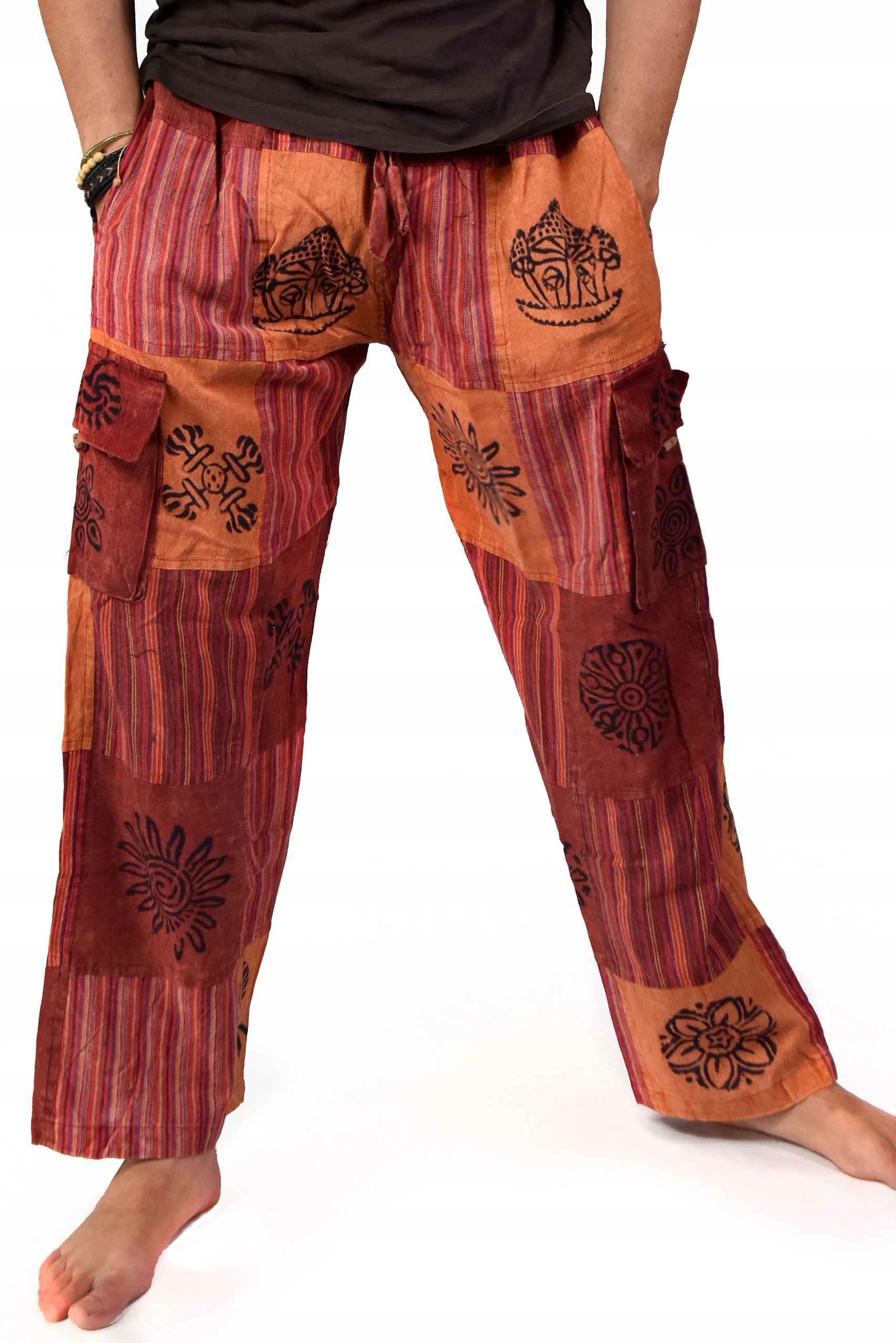Barevné kalhoty z Nepálu Patchwork ve stylu Hippie