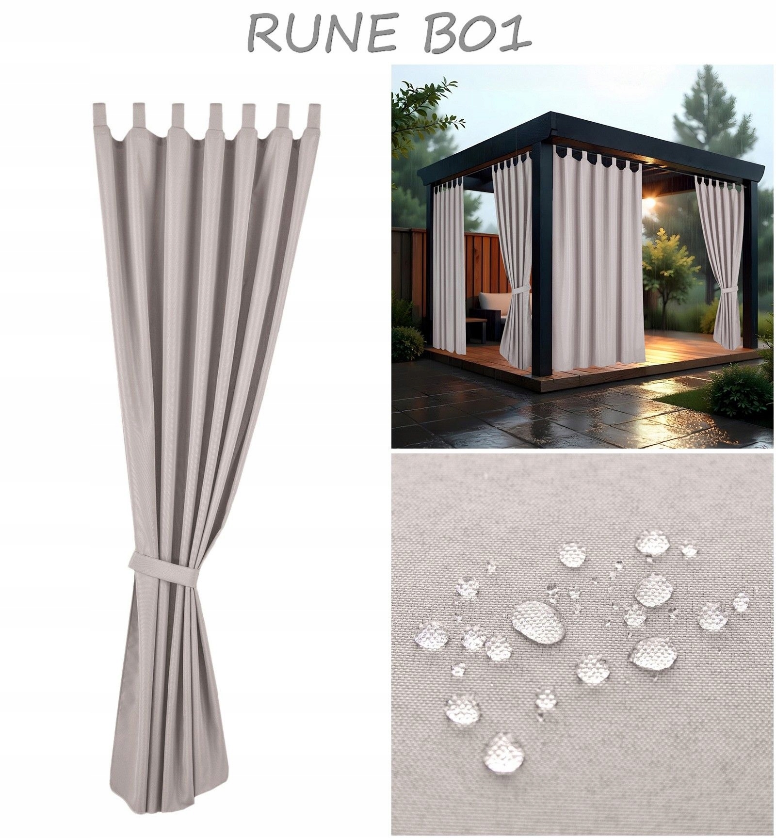 Zasłona Ogrodowa WODOODPORNA 155x200 na taras do altany pergoli na SZELKI Kod producenta Zasłona Ogrodowa 155x200 Rune