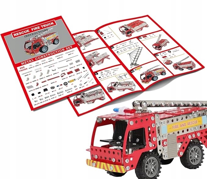 Metalowy model do składania wóz strażacki RegMag ZS-04 – 292 elementy – W zestawie