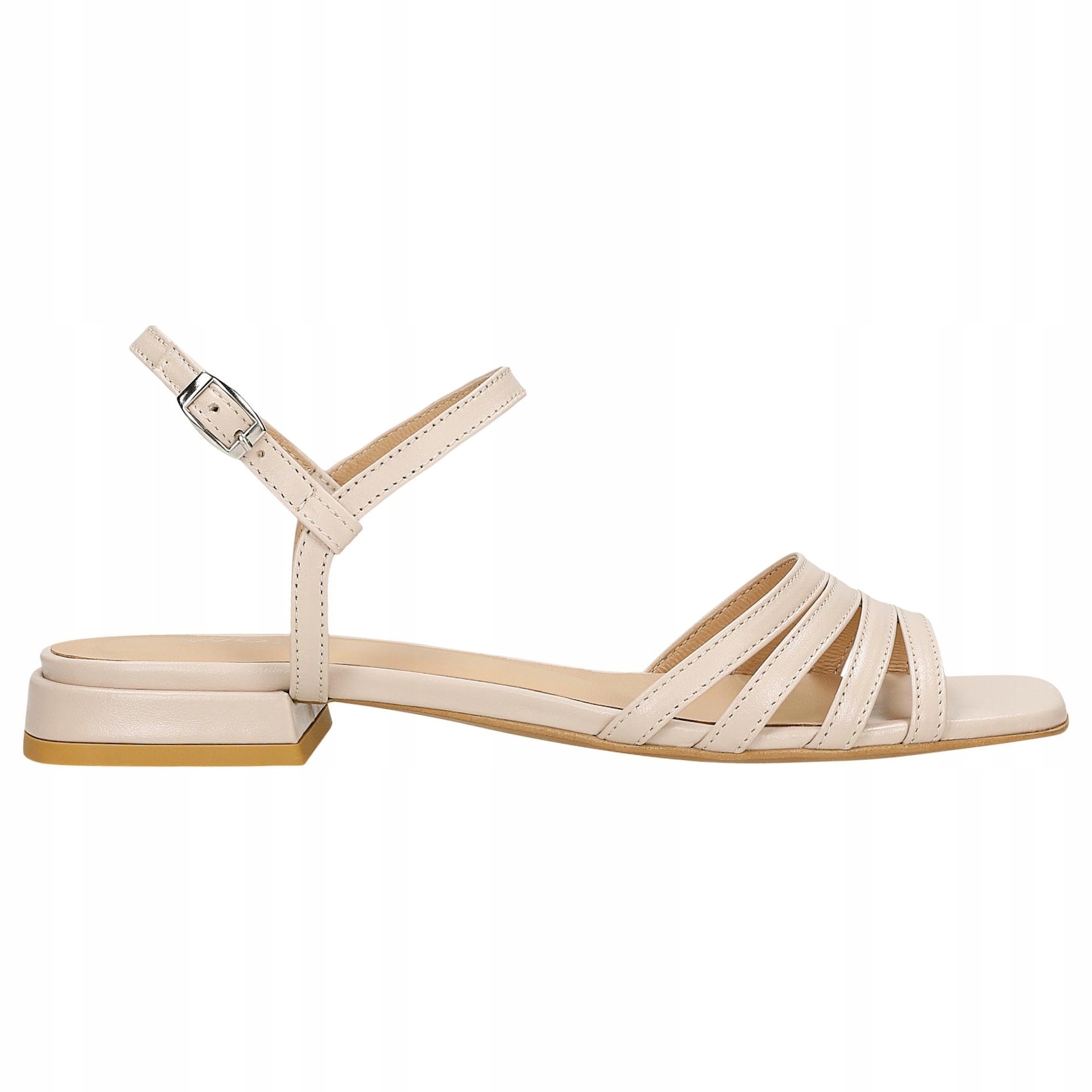 Béžové dámské sandály na nízkém širokém podpatku vel. 37