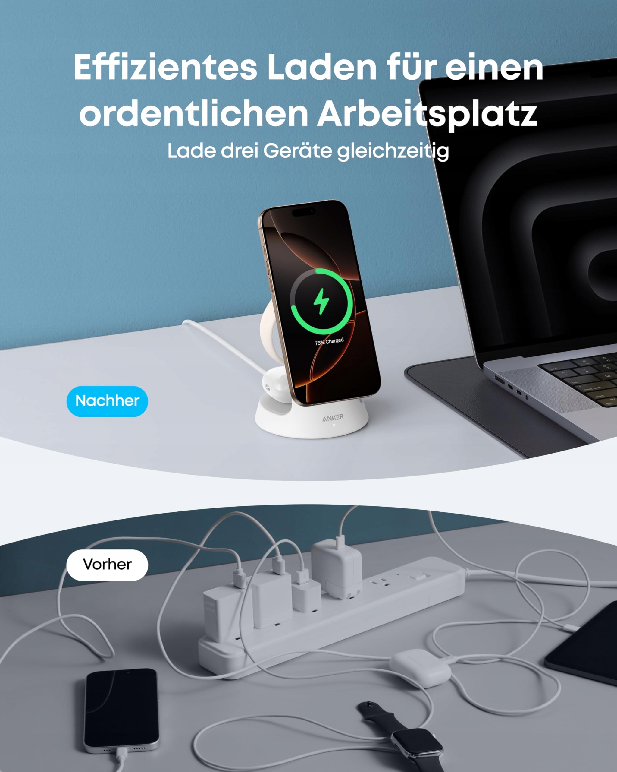 ANKER MagGo 3w1 Ładowarka MagSafe iPhone Apple Watch AirPods Qi2 — miniatura 6