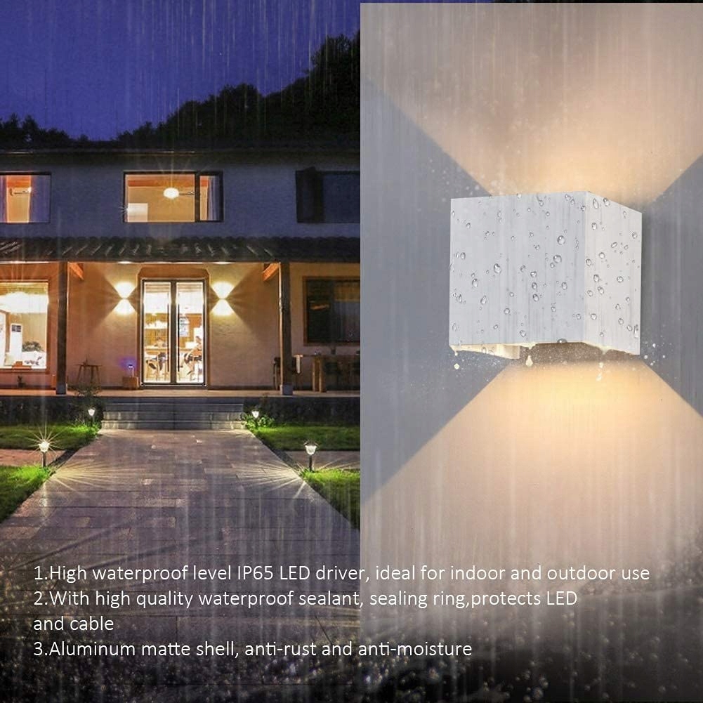 K-BRIGHT 12W LED Lampa Ścienna Regulowany Strumień Światła IP65 Biała — miniatura 2