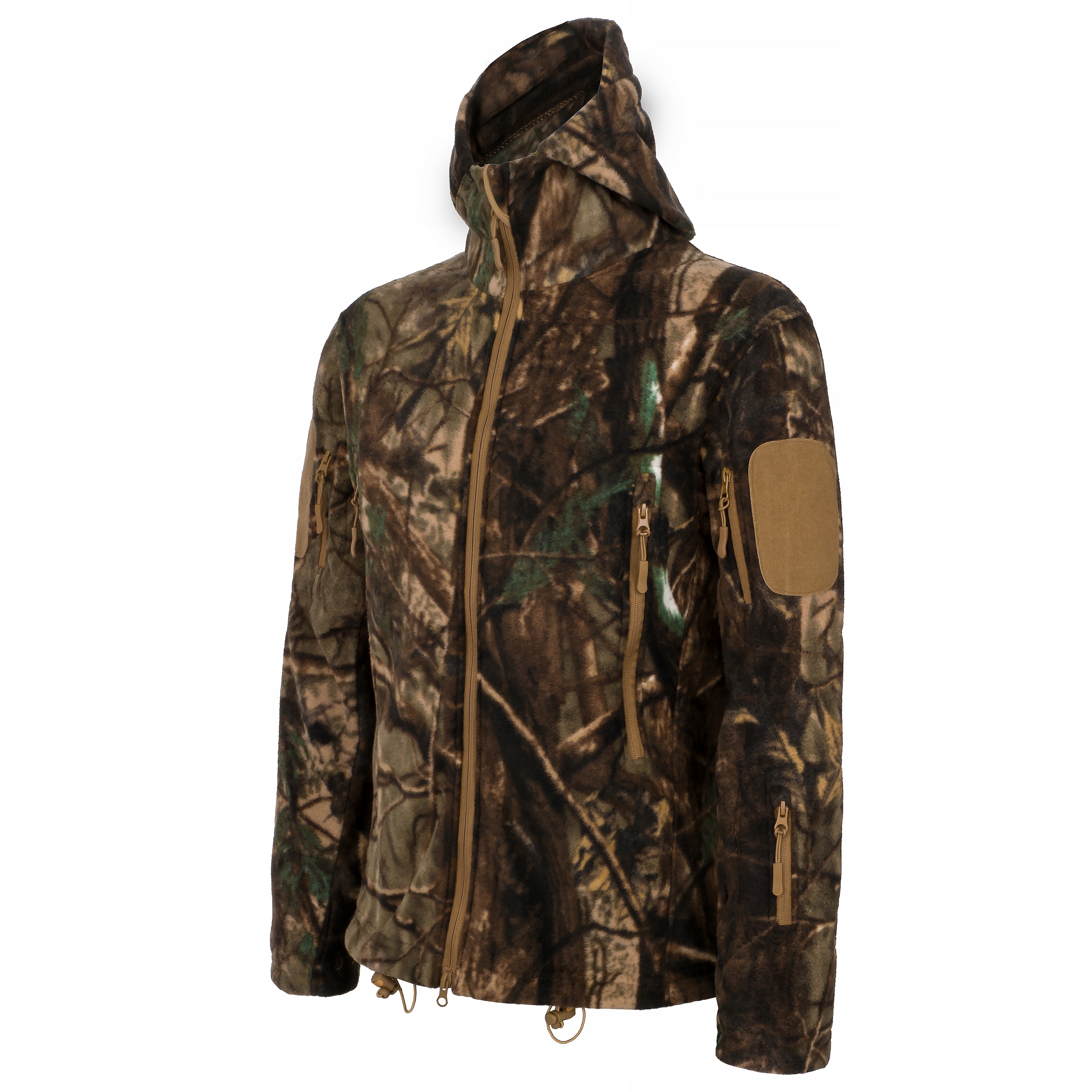 Bluza polar myśliwska,wędkarska kamuflaż kaptur3XL