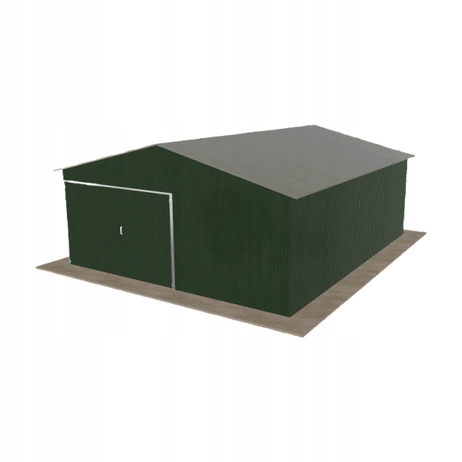 Plechová garáž 5.5x6.5 m jednopolohová, dvouspádová, zelená