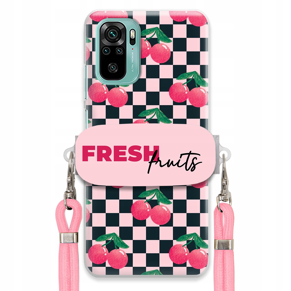 Pouzdro pro Xiaomi Redmi Note 10 Růžové vodítko Funkční držák Fresh Fruits