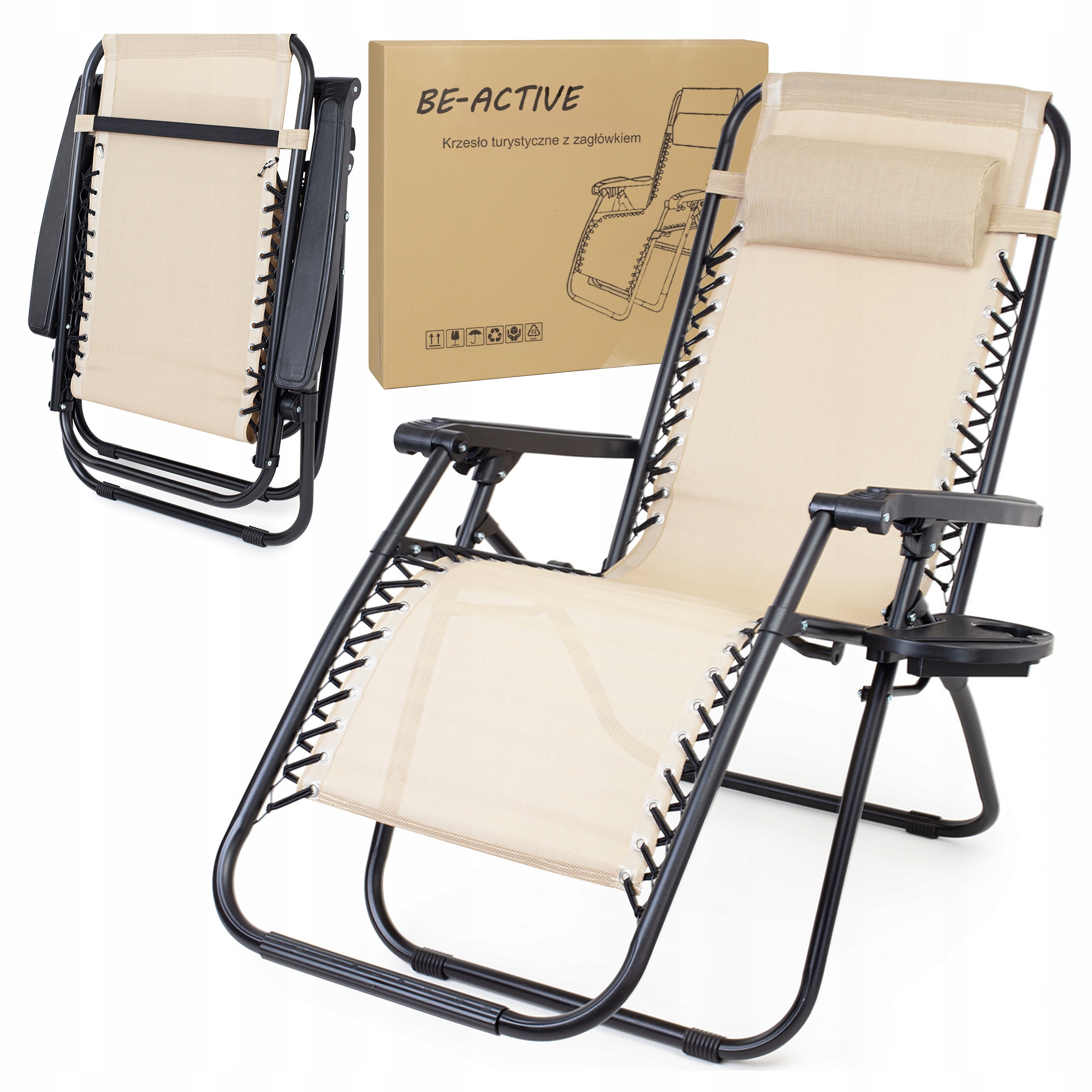 Leżak Ogrodowy Plażowy Składany Fotel Turystyczny Krzesło Zero Gravity