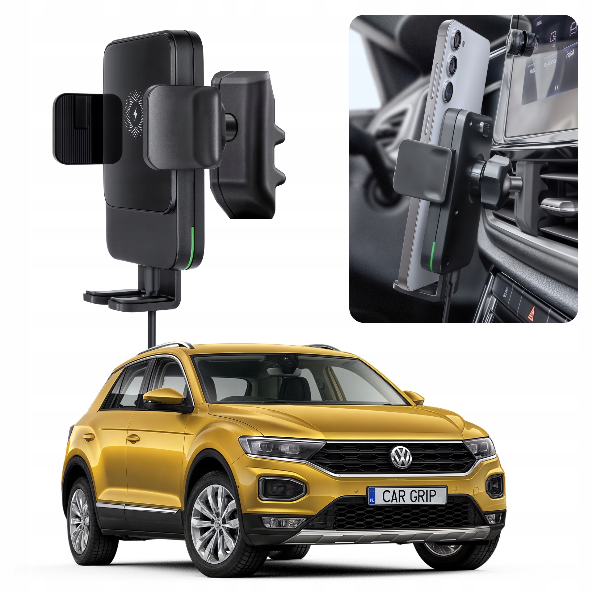 Uchwyt Grawitacyjny z ładowaniem Qc 3.0 do Volkswagen T-Roc (2022-)