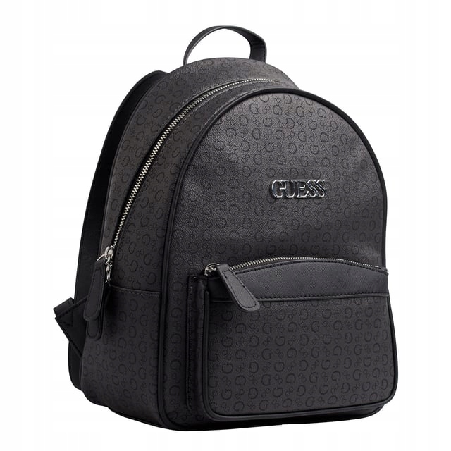 Guess Černý Batoh S Potiskem Loga A Kapsičkou 30X25X11 CM Gga