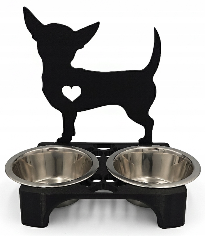 Stojan na misky pro psa 3D Misky Chihuahua 2 x 400 ml