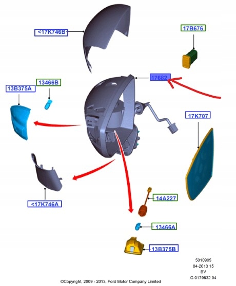 LUSTERKO ZEWNĘTRZNE PRAWE FORD KUGA Mk1 2008-2012