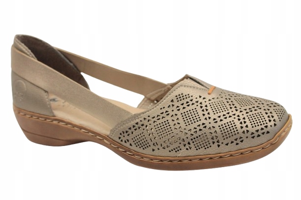 Dámské polobotky Rieker 41351-90 Platinové ažurové vel. 39