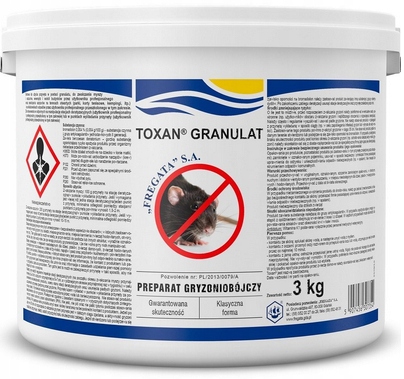 

Toxan Gr. 3kg Trutka Myszy Szczury Bromadiolone
