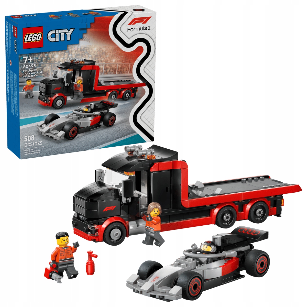 Lego 60493 Nákladní automobil F1 formule Audi závodní transportér stavebnice sada
