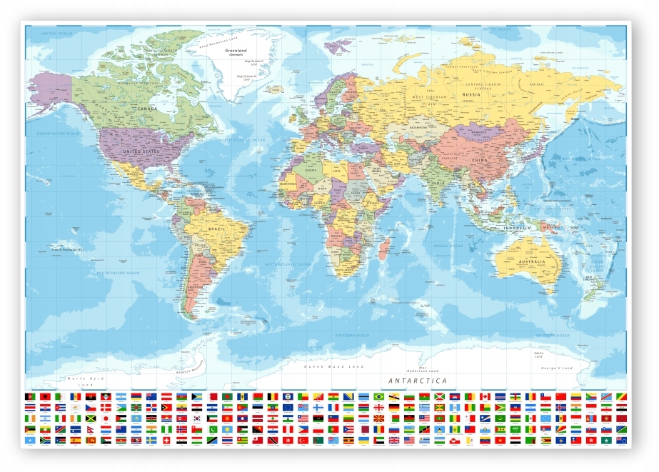 

Mapa Świata Flagi Państw plakat A1 59,4x84cm #221