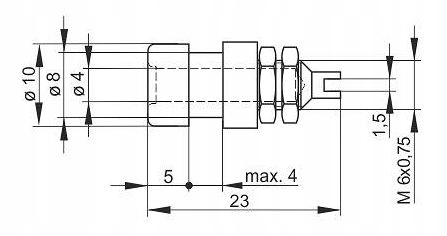 Gniazdo izolowane 4 mm M6, lutowane, 32A, czerwone Marka Inna