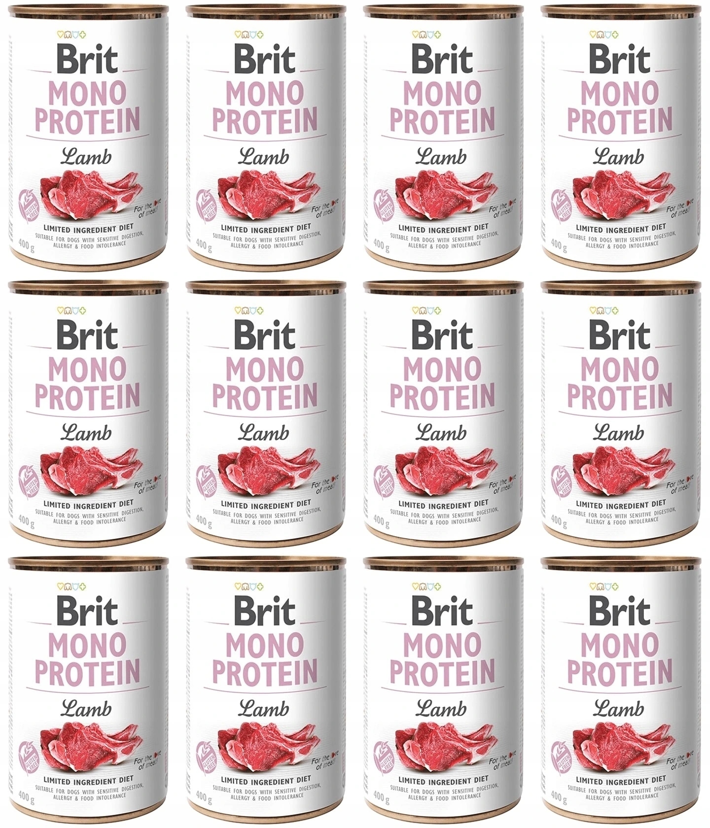 Levně Brit Mono Protein Lamb 12x400 g monoproteinové vlhké krmivo s jehněčím masem pro psy