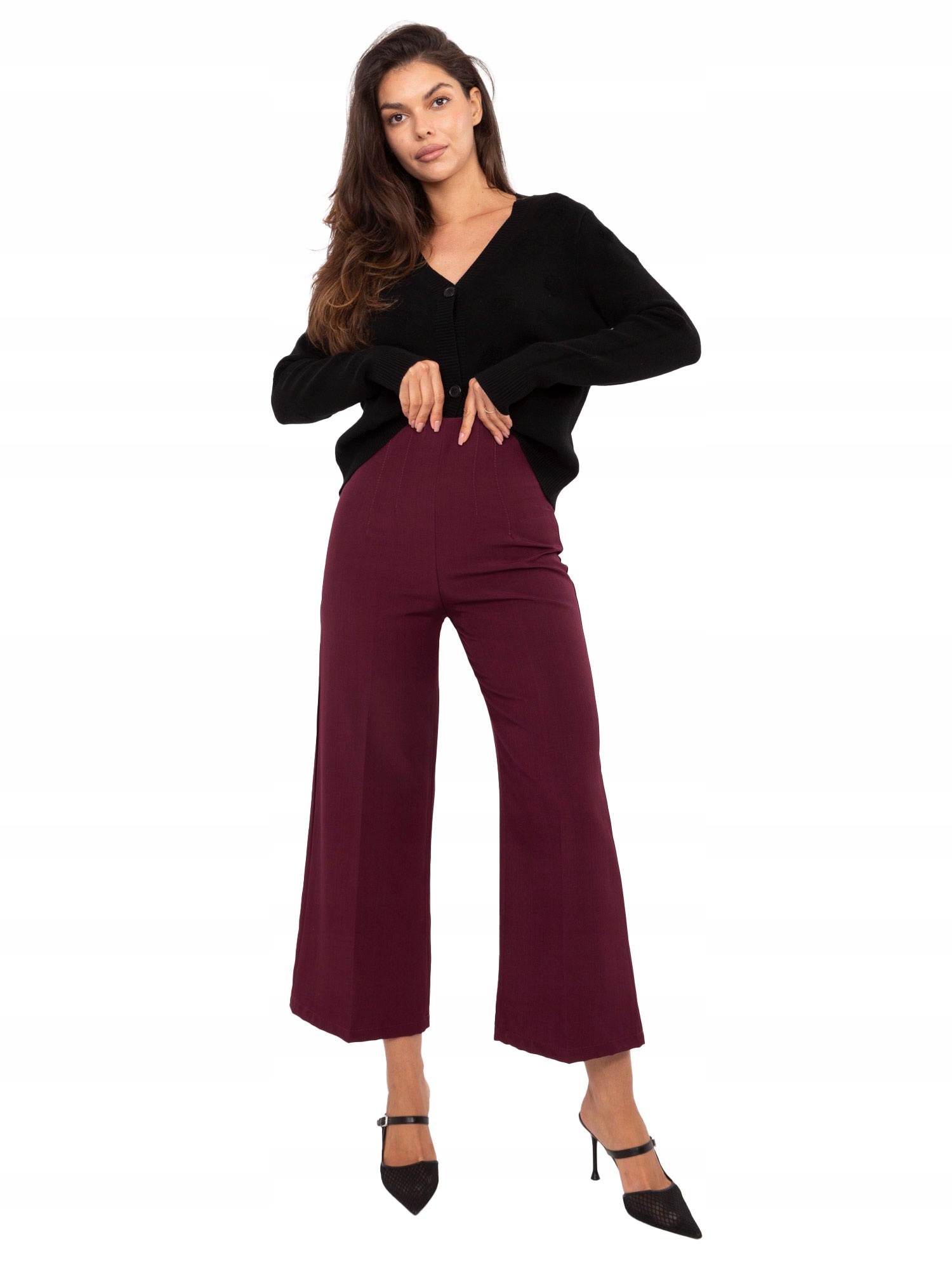 Spodnie Materiałowe Kuloty Damskie Szerokie