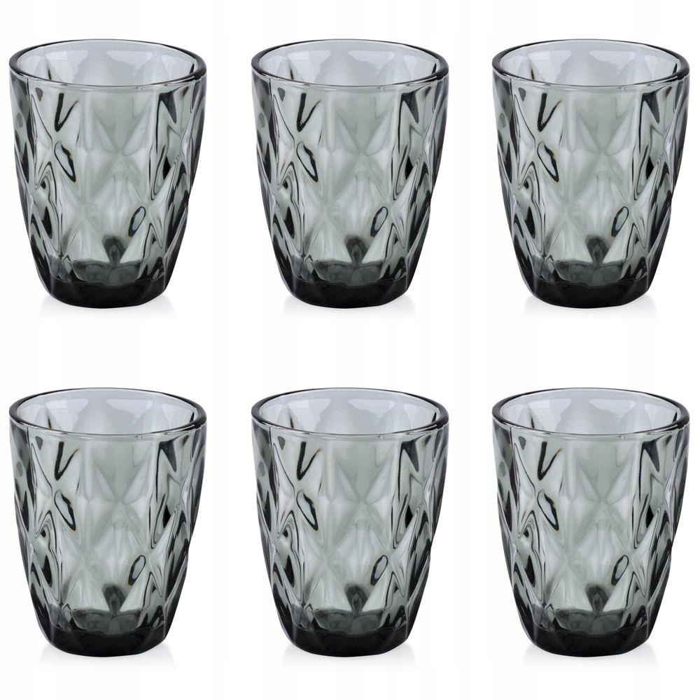 

Komplet szarych szklanek 6 szt grube szkło 250 ml