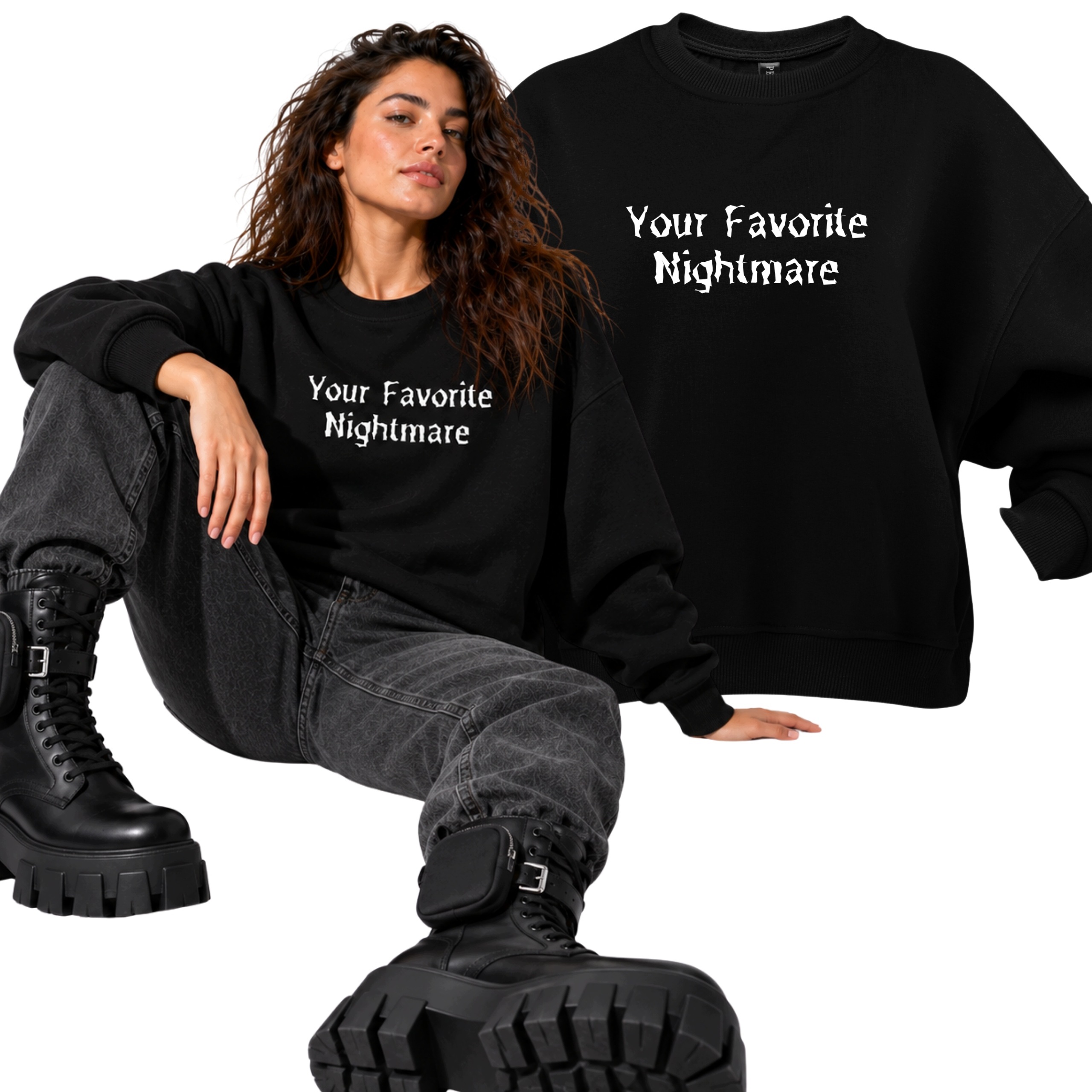 Mikina Černá Oversize Your Favorite Nightmare Halloween Univerzální Velikost