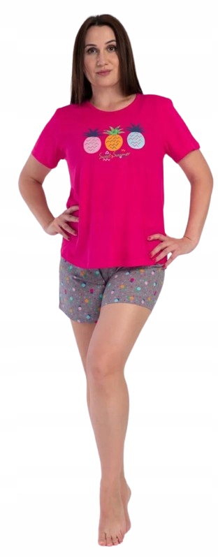 Letní Pyžamo Ananasy Sweet Summer Malinová Tričko Šortky 3XL