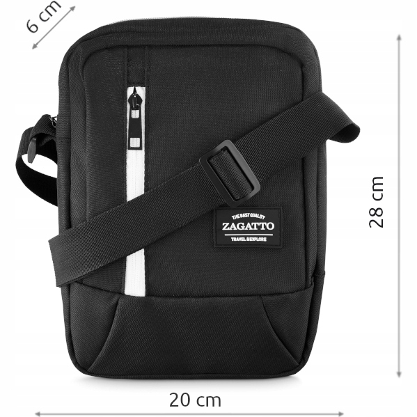 Saszetka męska torba sportowa na ramię do pracy torebka materiałowa ZAGATTO Rodzaje kieszonek miejsce na bilon miejsce na dowód rejestracyjny miejsce na klucze miejsce na paszport miejsce na telefon