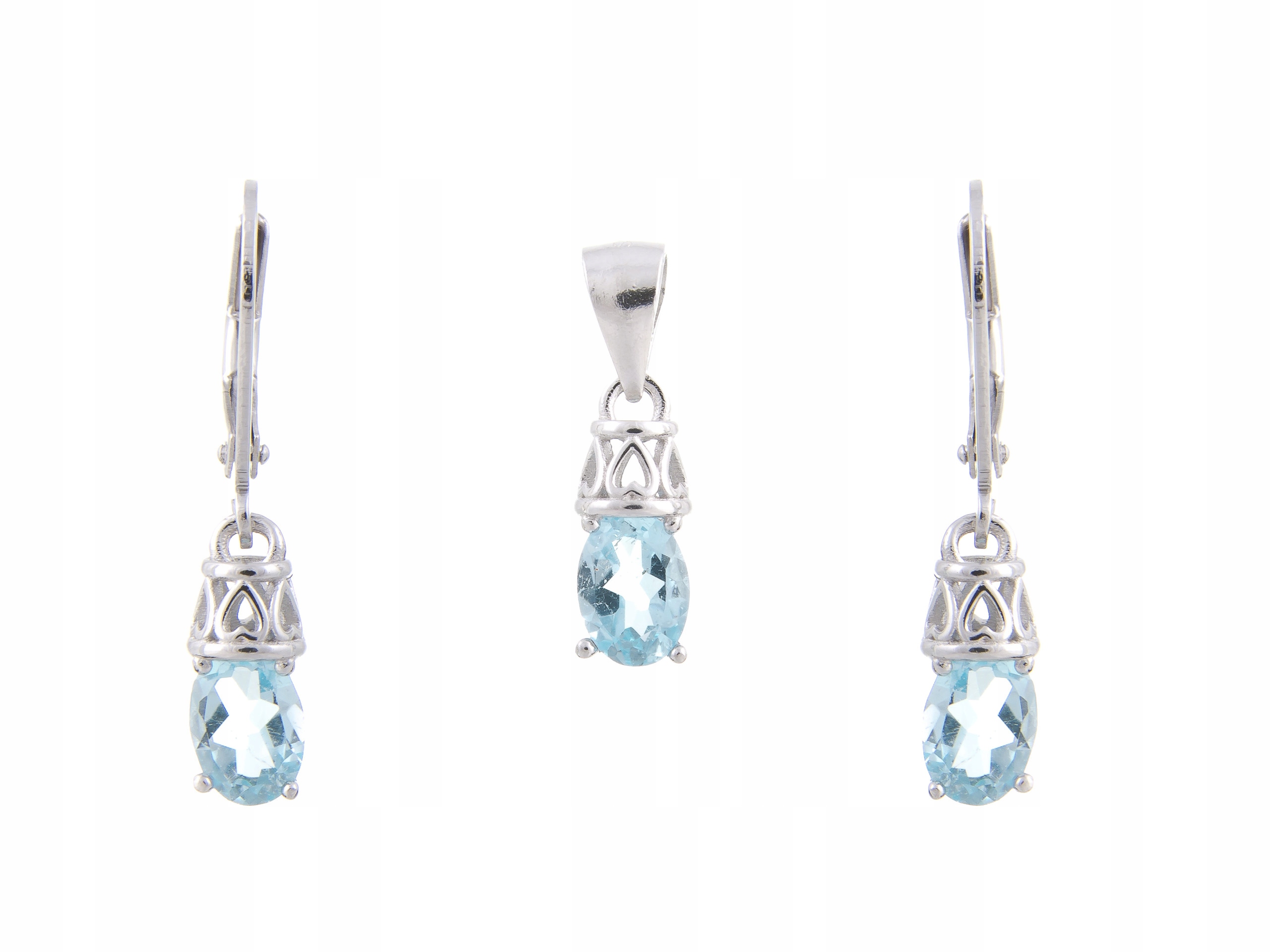 Stříbrný Rhodiovaný Komplet Kol+wis Sky Blue Topaz