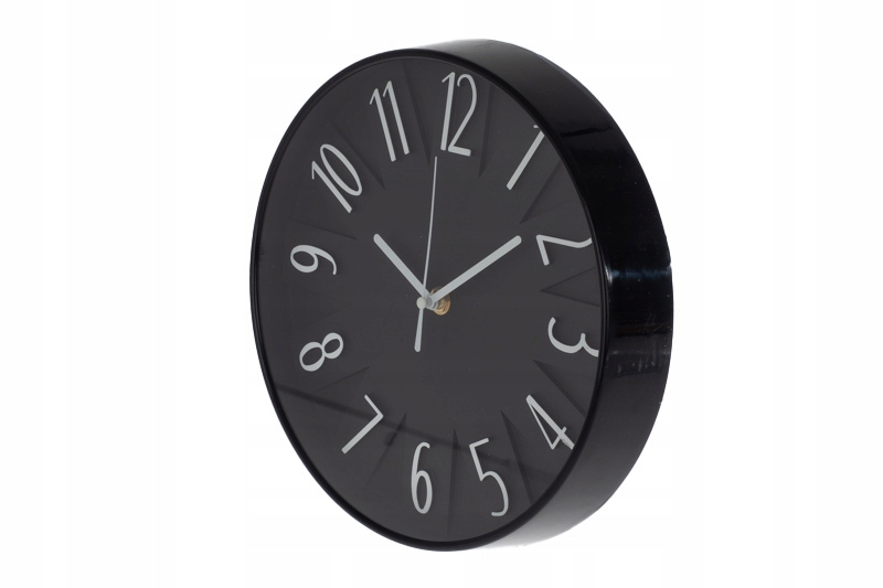 Zegar ścienny czarny z czarną tarczą 24cm