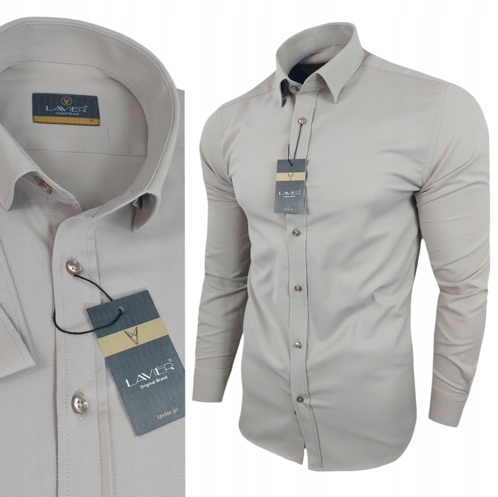 Pánská košile Lavier béžová Oxford – elegantní klasická bavlna vel. M