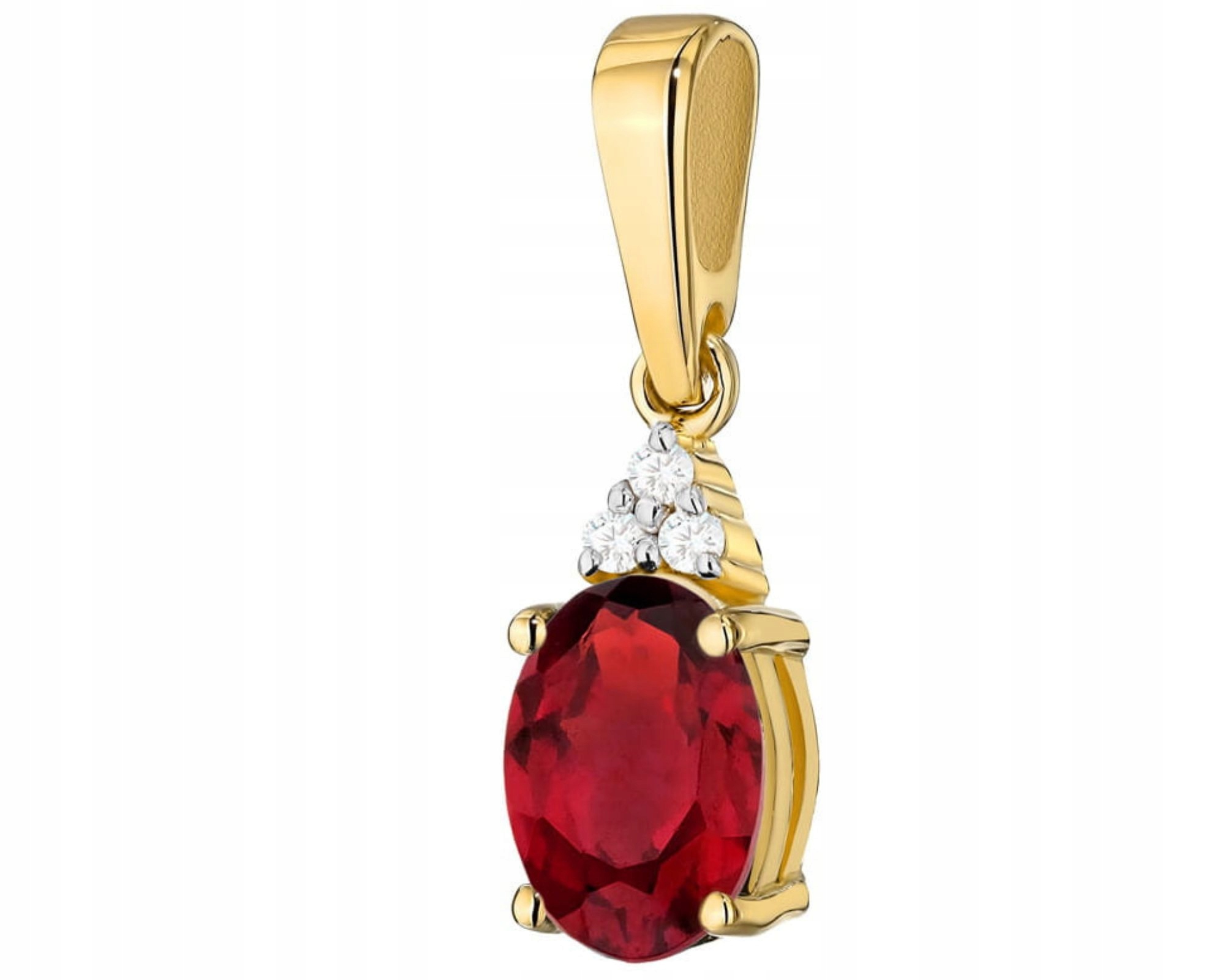 Zlatý Přívěsek S Diamantem A Přírodním Kamenem Rubín Červený Jako Dárek