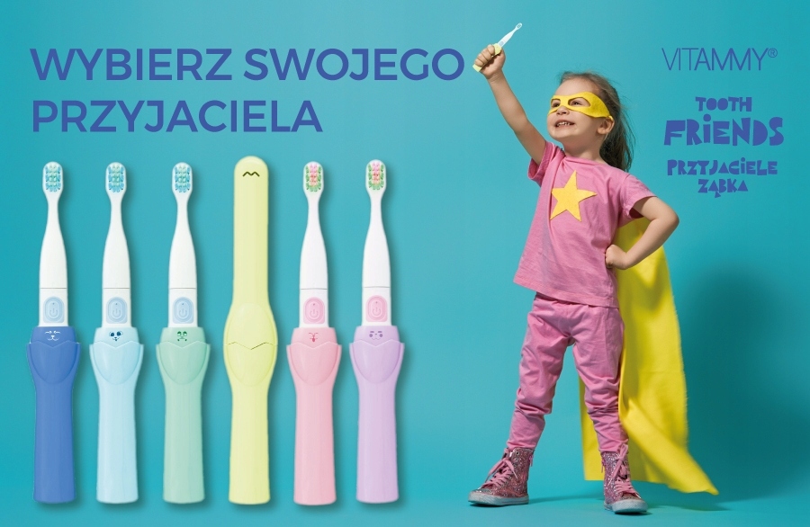 SZCZOTECZKA ELEKTRYCZNA SONICZNA DO ZĘBÓW DZIECI 3+ VITAMMY FRIENDS 2TRYBY Kolor dominujący róże i fiolety