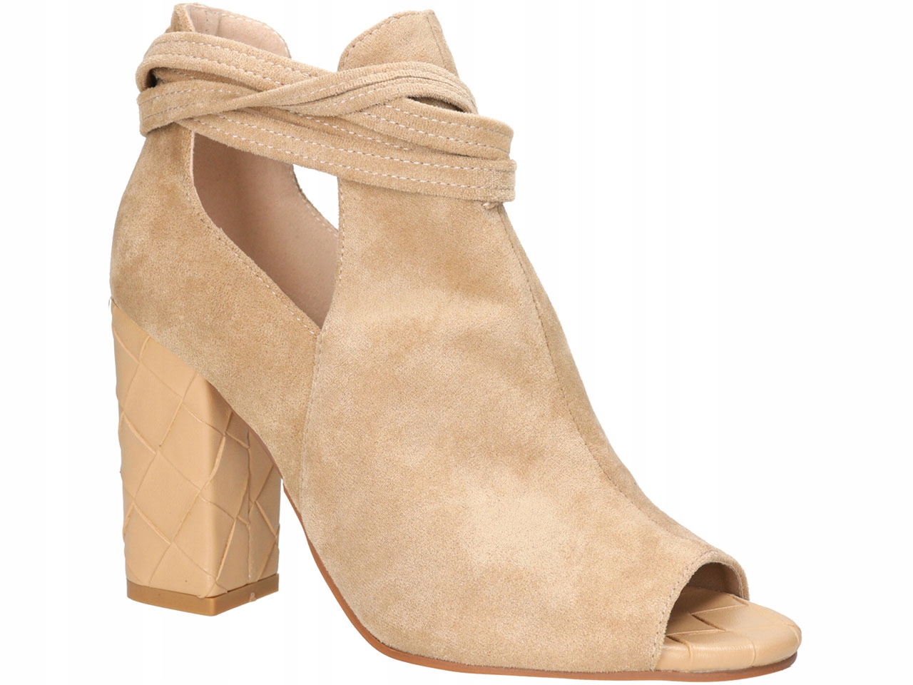 

Botki Wiosenne Peep Toe Na Słupku Eleganckie r 38