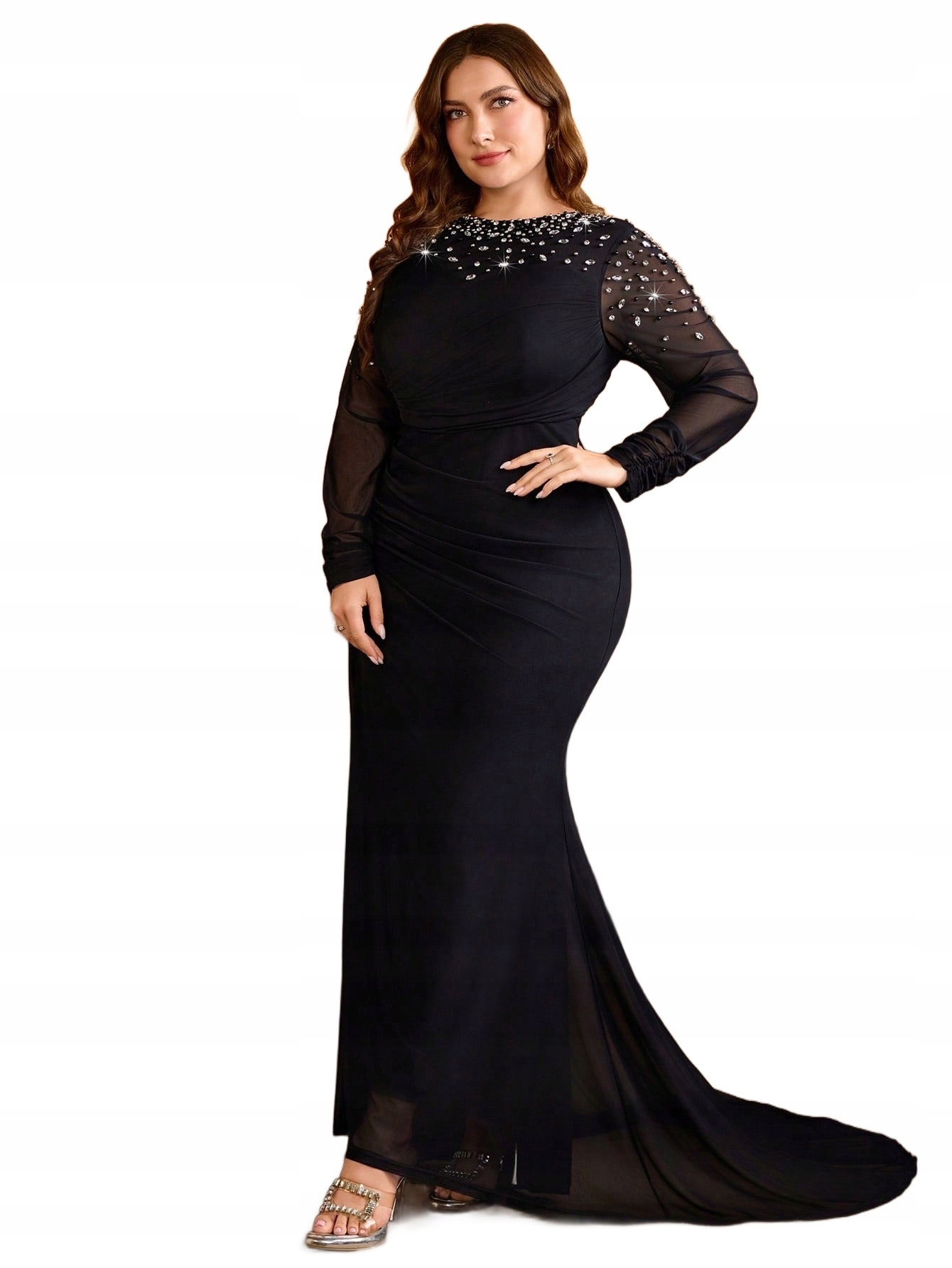 Černé Šaty S Volánky A Flitry Plus Size 46 1LA