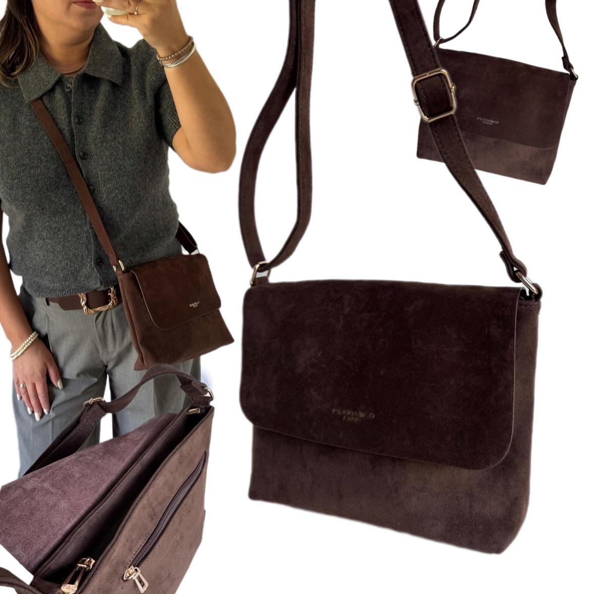Torebka Damska Flora&co Zamsz Eco Skóra Zamszowa Listonoszka Brązowa Viral