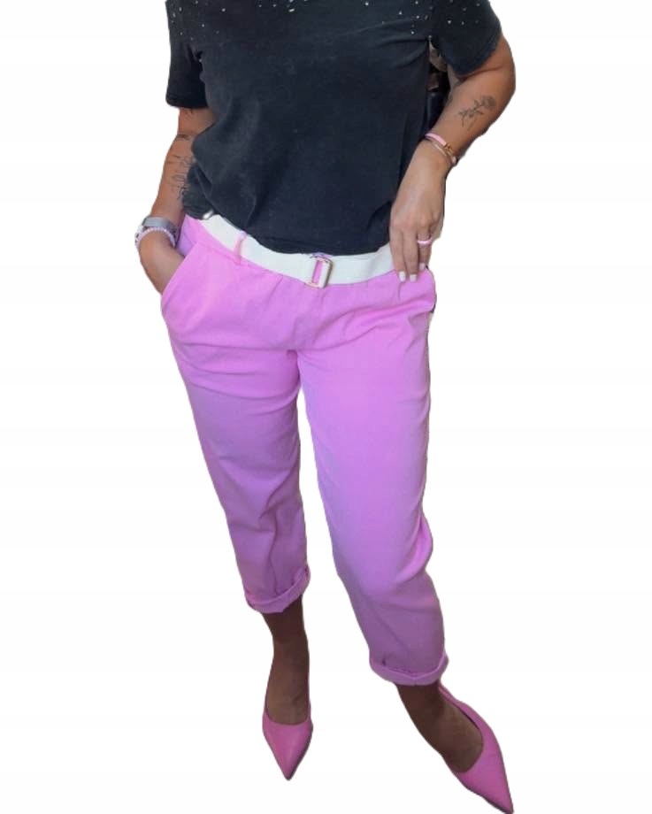 Klasické kalhoty livans s páskem vel uni, růžové, S, M, L