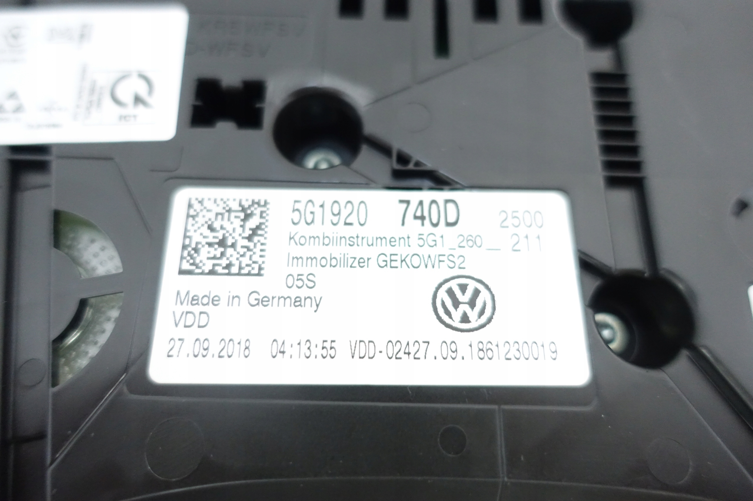 dials dials VW GOLF VII 7 5G 50812KM 5G1920740D