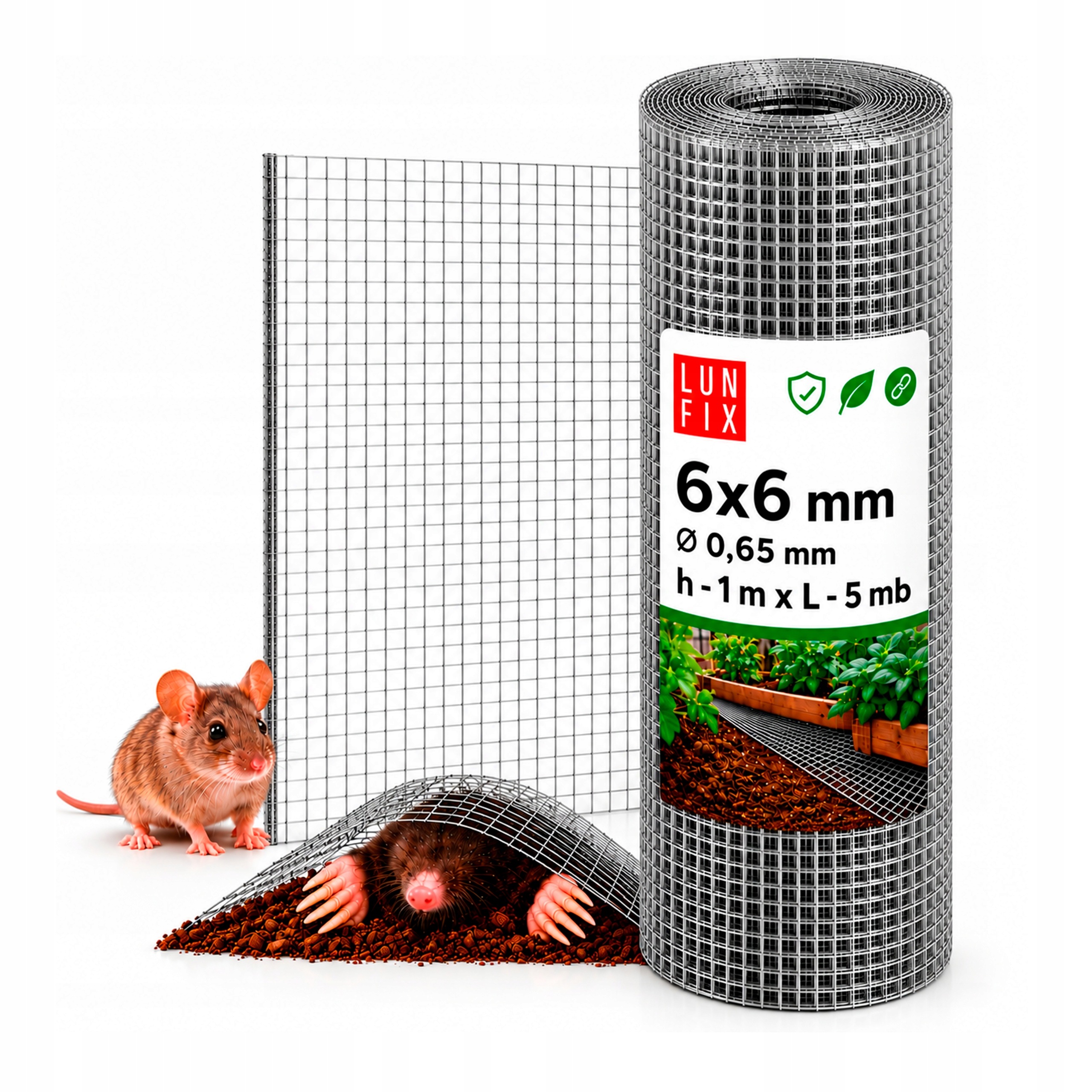Síť proti krtkům pro hlodavce, svařovaná, chovná, malá očka, pozink, 100 cm x 5 m