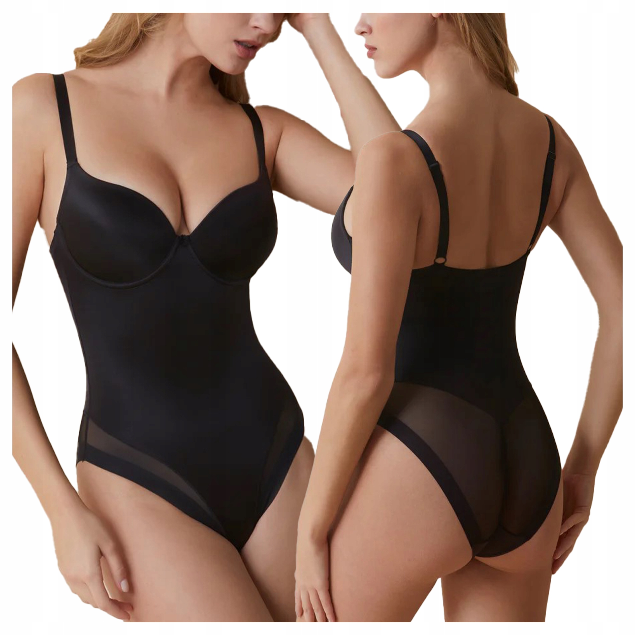 Laserem řezané vyztužené tělo na kosticích s tylem Belinda černé 85C