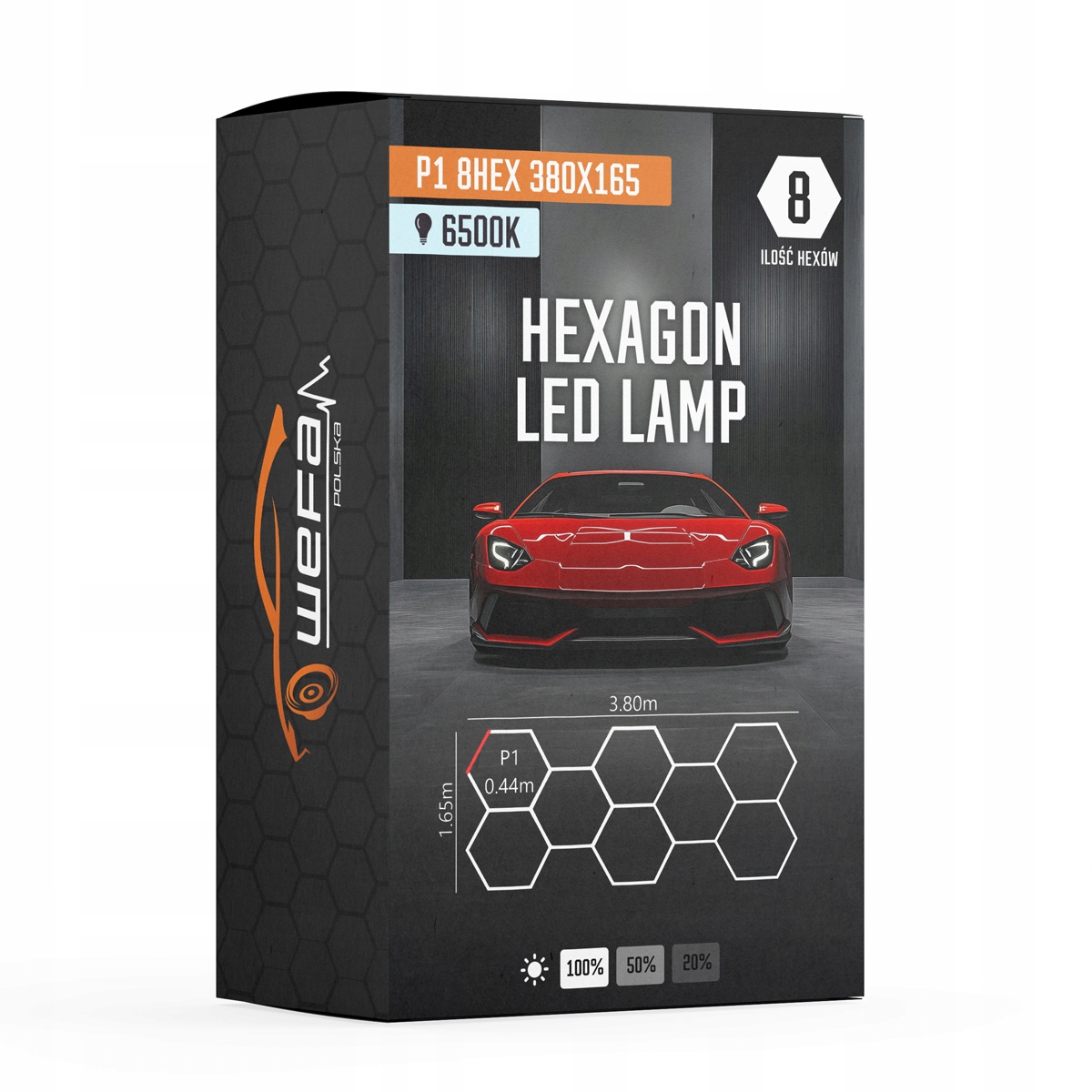 3 režimy jasu Lampa Hq Led Hexagon P1 8HEX 6500K 165x380 Garážová dílna