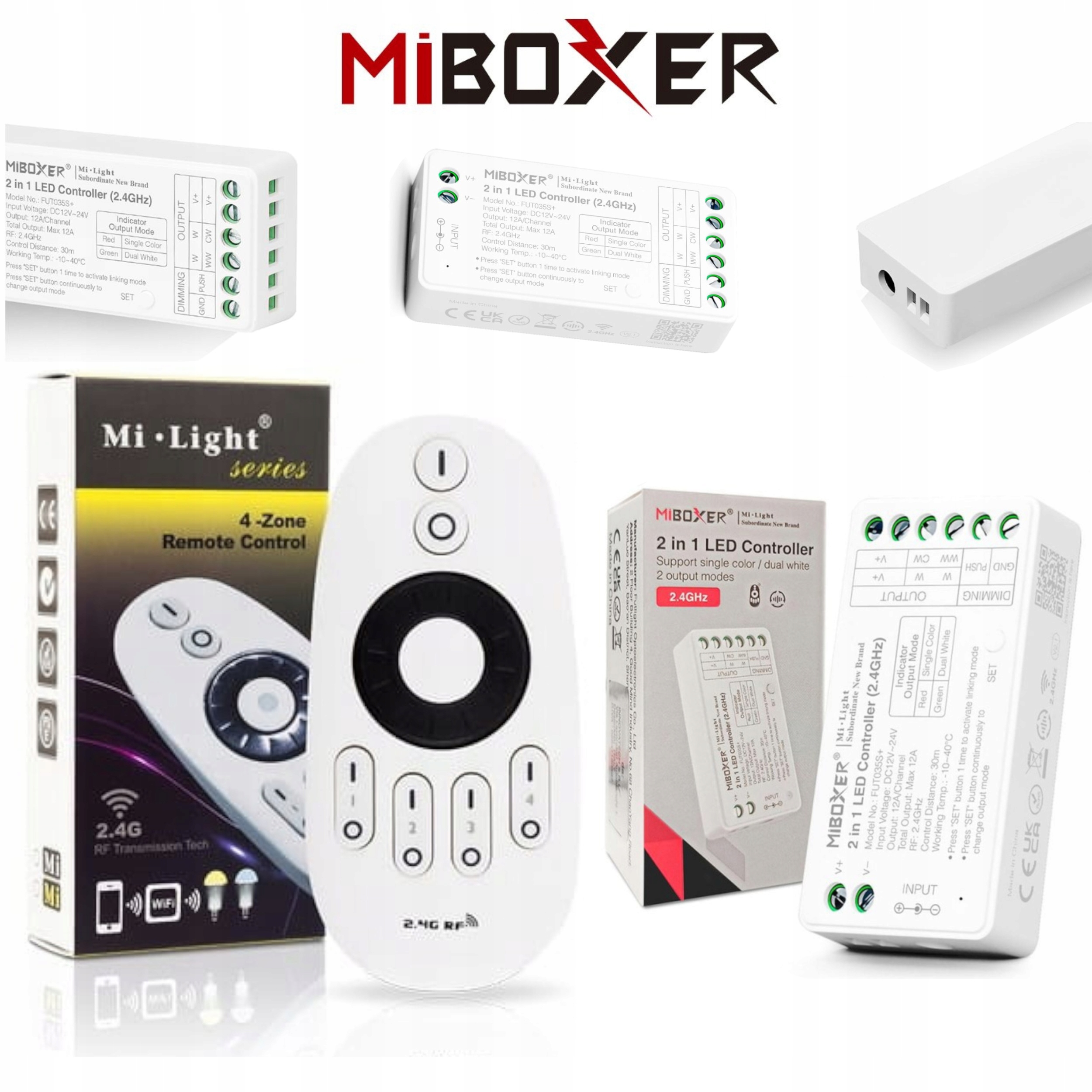 ZESTAW STEROWNIK DO TAŚM LED JEDNOKOLOROWYCH MONO LUB CCT + PILOT STREFOWY