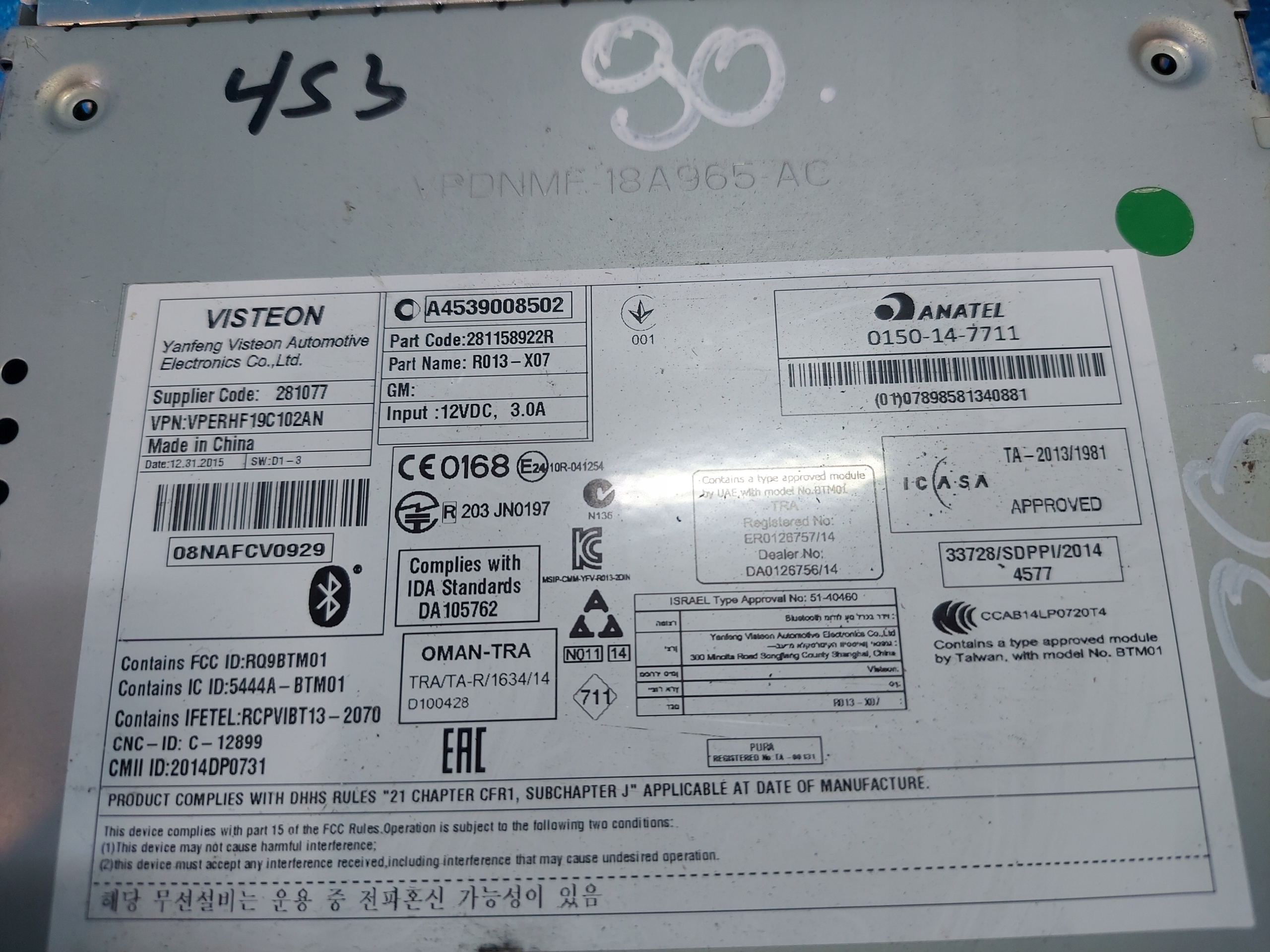 RADIO EKRAN SMART 453 A4539008502