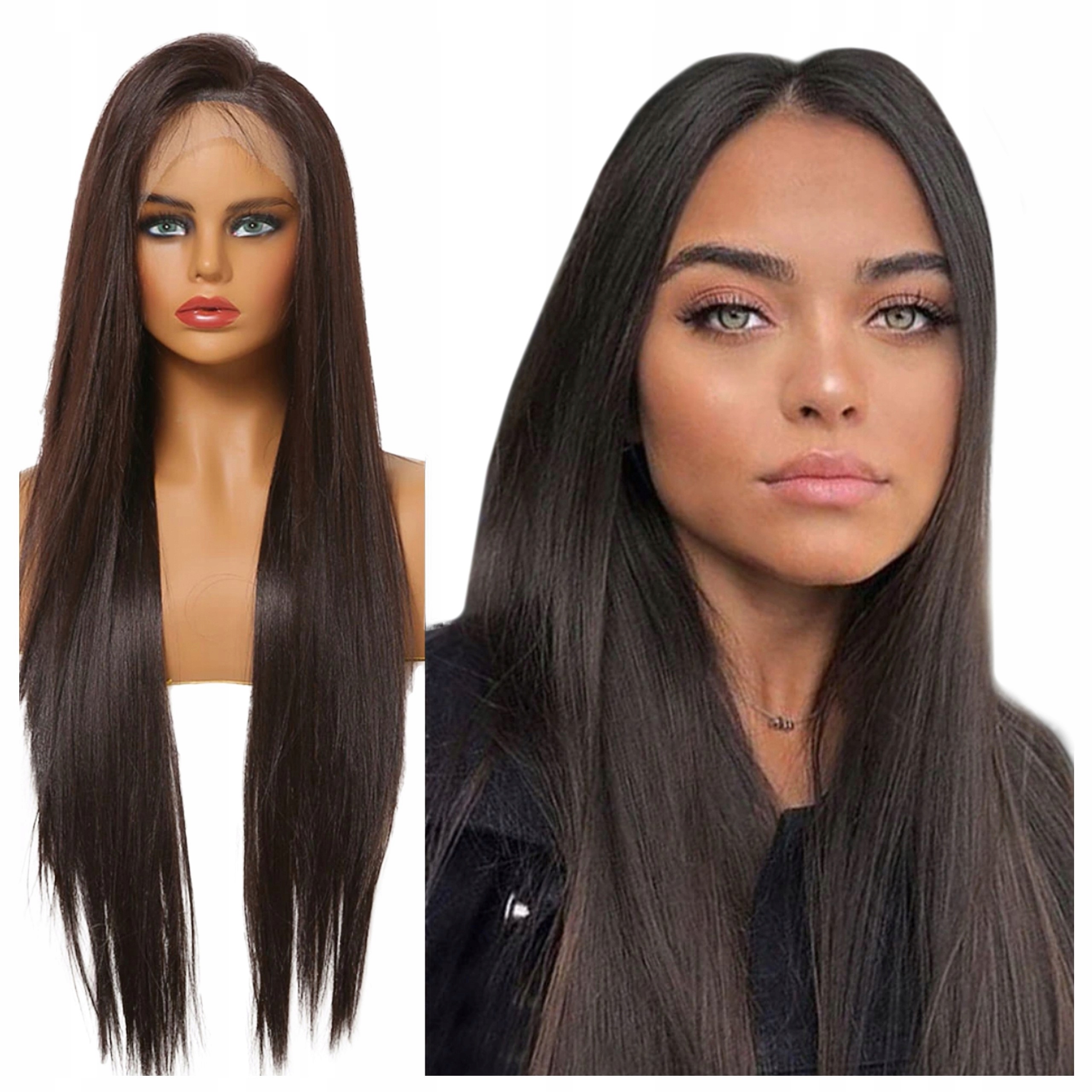 Peruka jak Naturalne włosy czekolada Lace Front