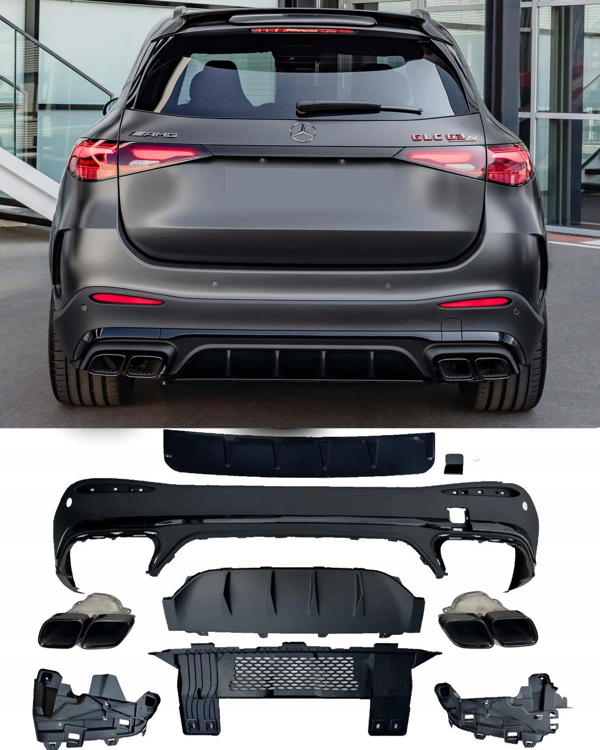 Difuzér Nárazníku Koncovky Mercedes Glc X254 W254 Amg Černý Night Paket