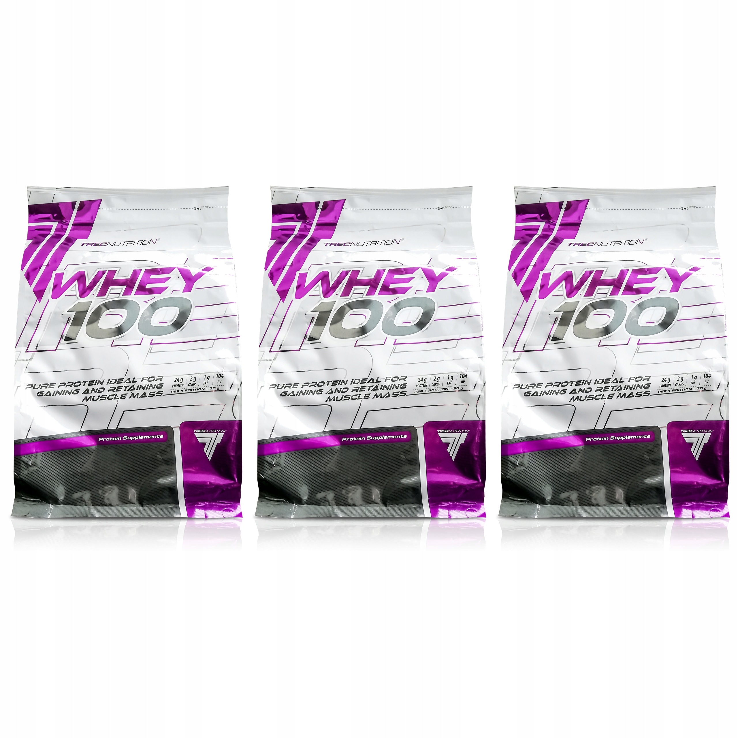 3x Trec Whey 100 Bílkoviny 2275 g Koncentrát Wpc 81% Muscle Power