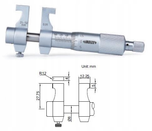 INSIZE мікрометр inw. щелепа mmwd діапазон 25-50
