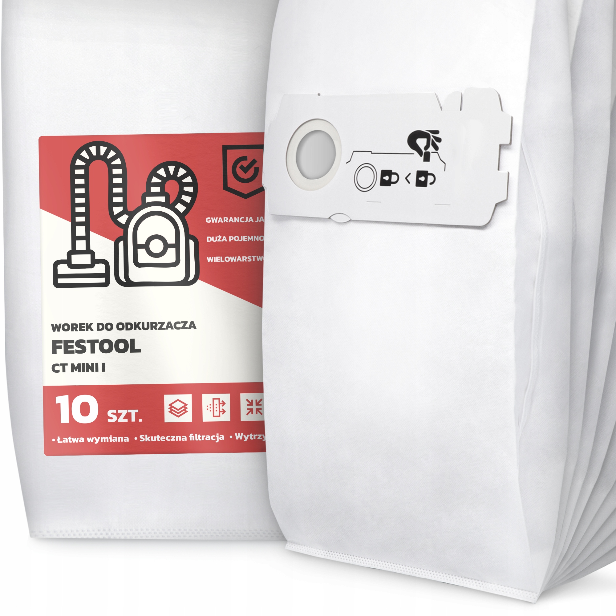 10 x Sáček Do Vysavače Festool Ct Mini I Syntetický Textilní Sáčky G9-W