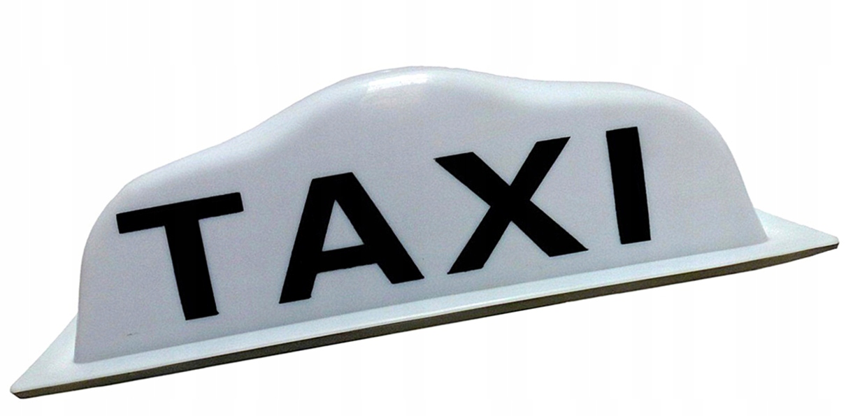 LAMPA TAXI BIAŁA 12V SZPAKÓWKA Z NAPISEM NA MAGNES G0O29