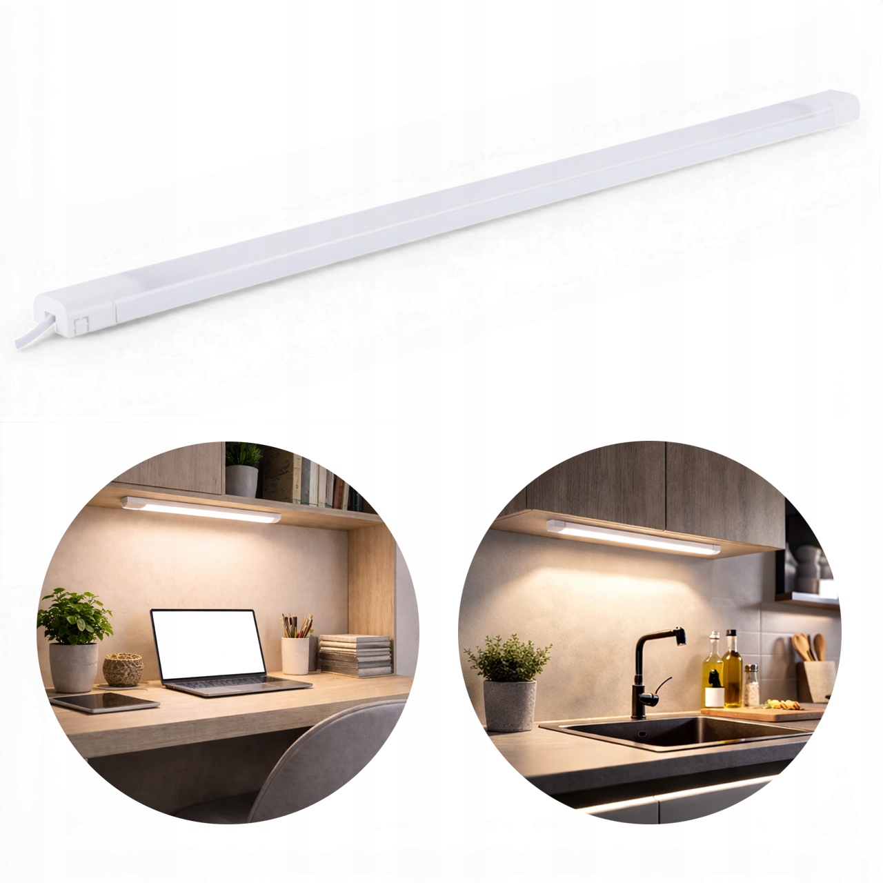 LAMPA OPRAWA PODSZAFKOWA MEBLOWA LED 8W LISTWA BIAŁA KUCHNIA WŁĄCZNIK 50 CM