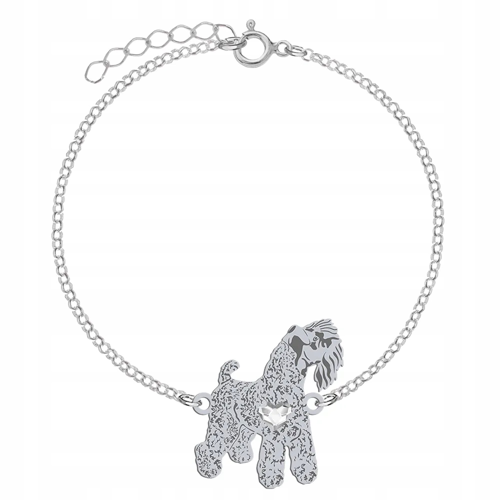Náramek se psem Kerry Blue Terrier Stříbro 925 Dárek Řetízek Gravírování
