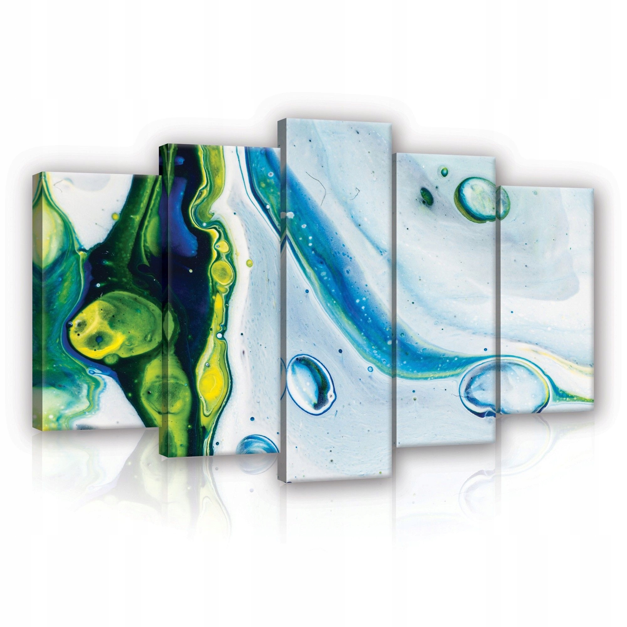 Obraz 100x60 Abstrakce Akryl Fluid Art Zelená Modrá Žlutá Bílá